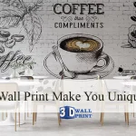 cafe interior design with wall printer